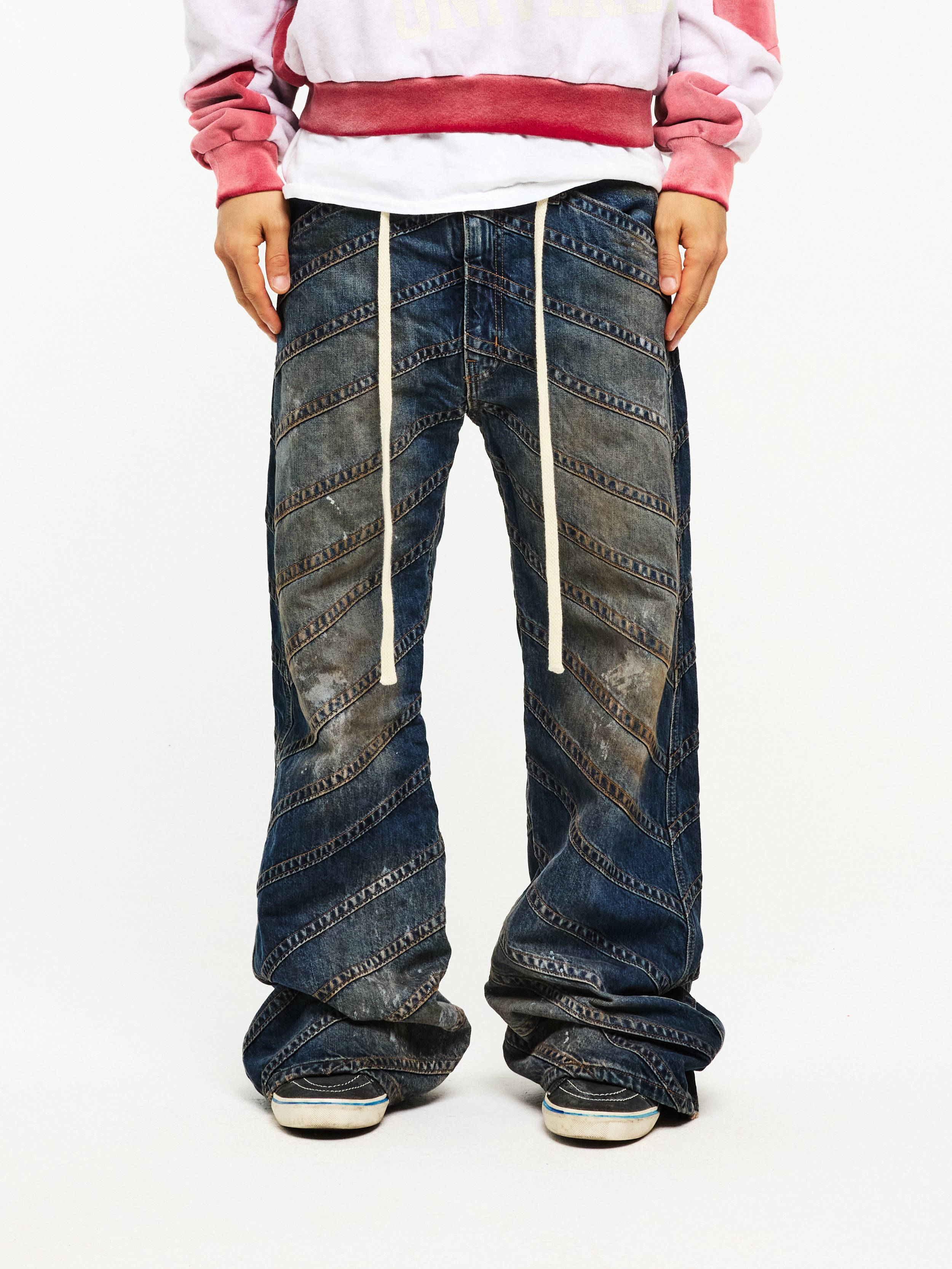 CHEVRON DENIM PANT - secndslf
